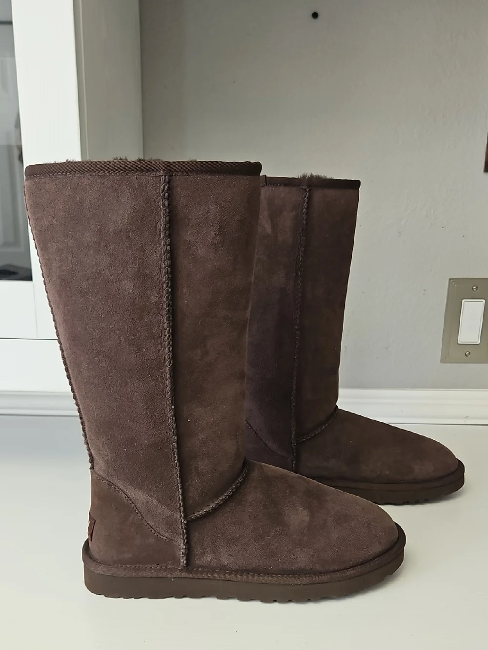 UGG Tall Suede Boots in Dark Brown